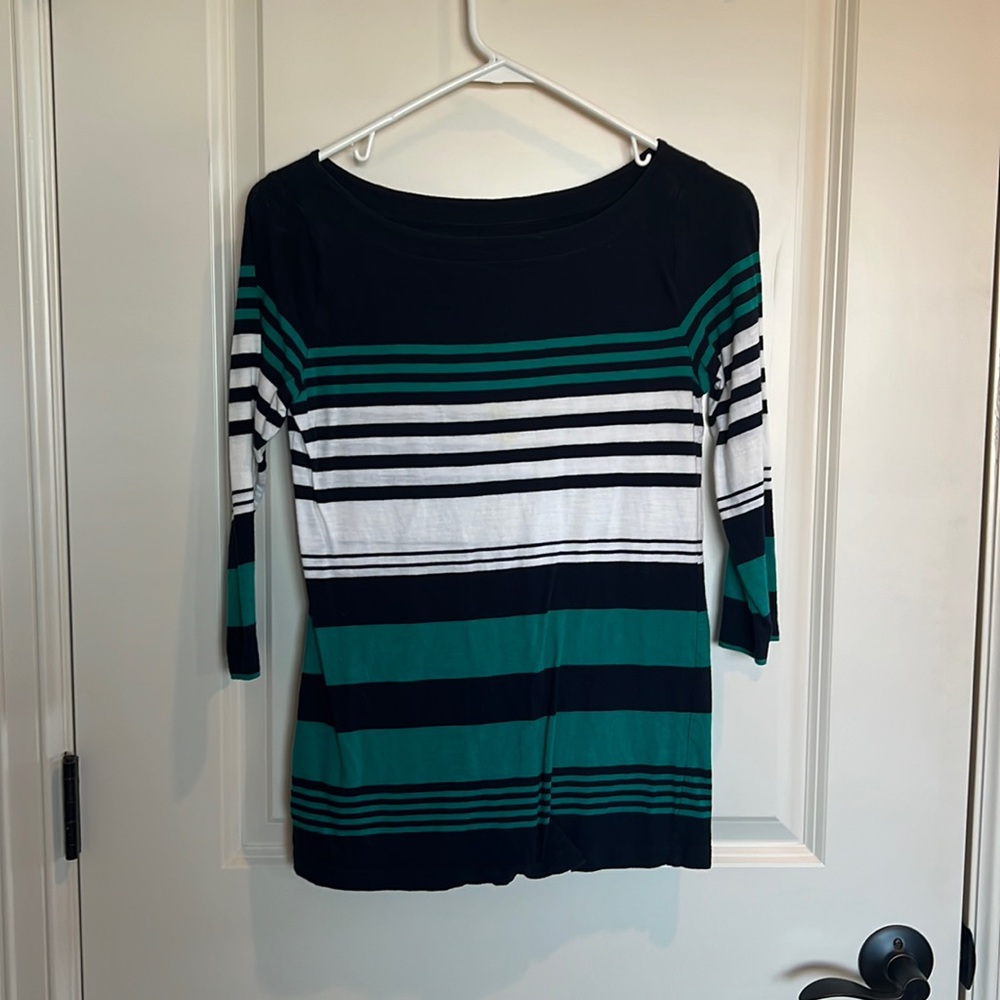 Ann Taylor Loft 3/4 sleeve boat neck cotton shirt
